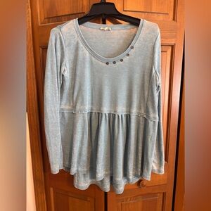 Jane and Delancey Light Blue Tunic with Button Detail